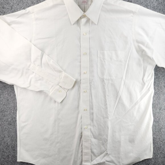 Brooks Brothers All Cotton Point 17 33 Traditional Non-Iron White Button Up Men - Picture 2 of 16